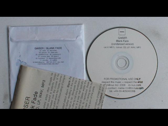Jon Gaiser Blank Fade Canada Adv CDR 2008 + Insert Techno Minimal