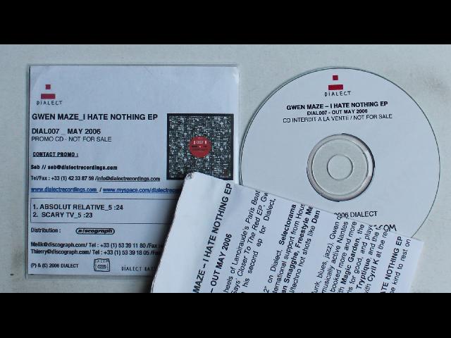 Gwen Maze I Hate Nothing France ADV CDR Single 2006 + Insert Rare! Electro Tech